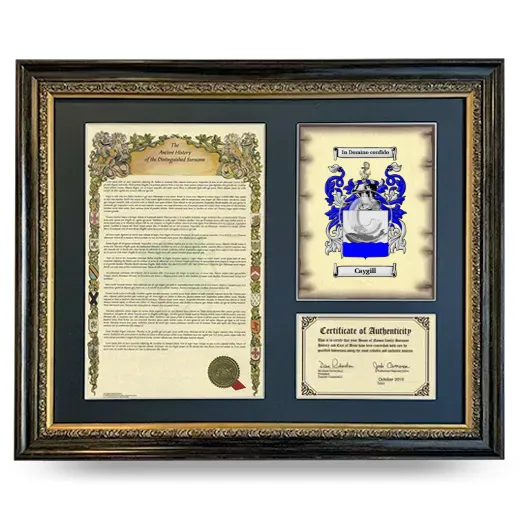 Caygill Framed Surname History and Coat of Arms- Heirloom