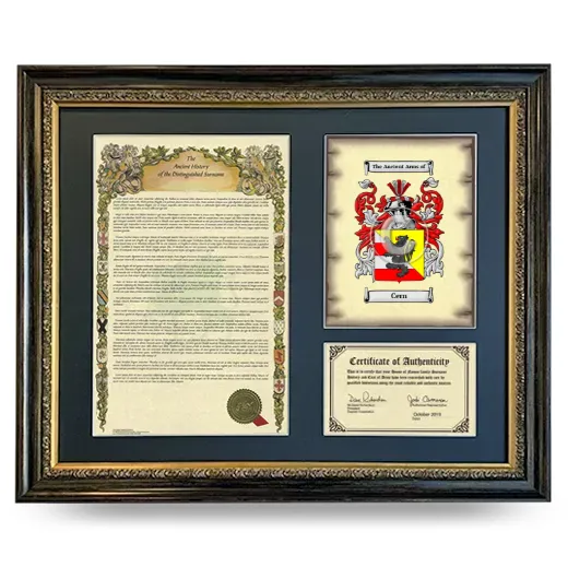 Cern Framed Surname History and Coat of Arms- Heirloom