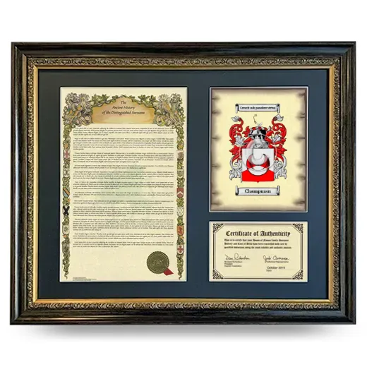 Champman Framed Surname History and Coat of Arms- Heirloom
