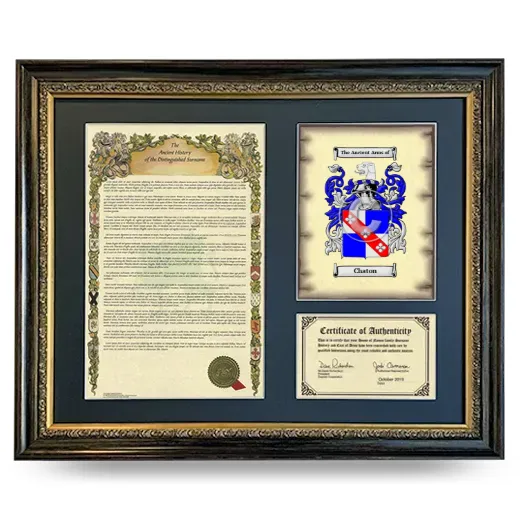 Chaton Framed Surname History and Coat of Arms- Heirloom