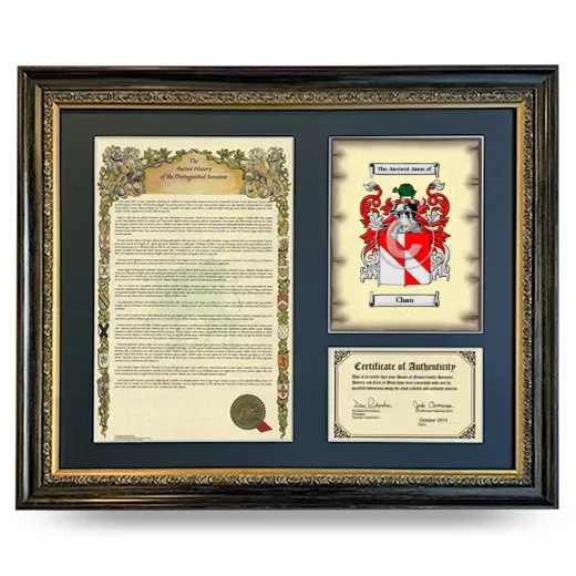 Chau Framed Surname History and Coat of Arms- Heirloom