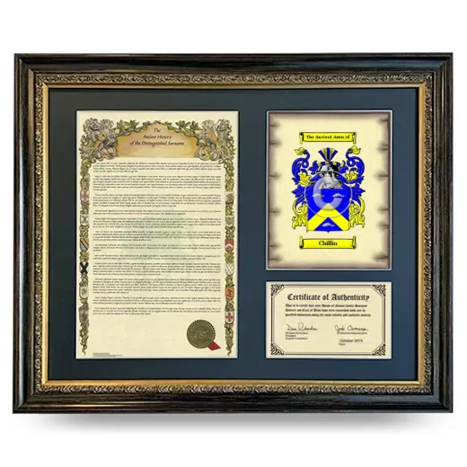 Chillin Framed Surname History and Coat of Arms- Heirloom