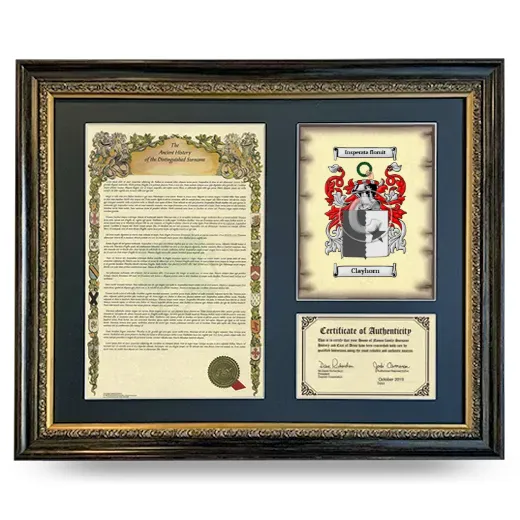 Clayhorn Framed Surname History and Coat of Arms- Heirloom