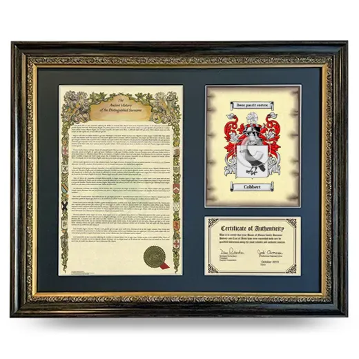 Cobbert Framed Surname History and Coat of Arms- Heirloom