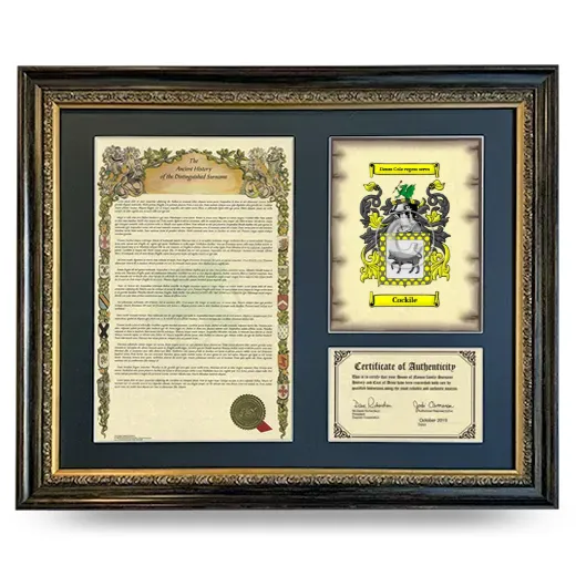 Cockile Framed Surname History and Coat of Arms- Heirloom