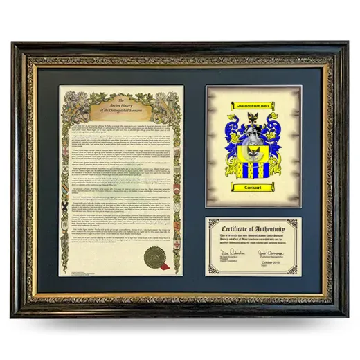 Cockurt Framed Surname History and Coat of Arms- Heirloom