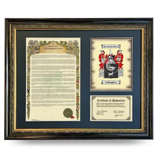 Codingghan Framed Surname History and Coat of Arms- Heirloom