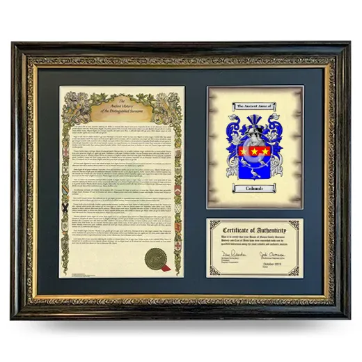 Columb Framed Surname History and Coat of Arms- Heirloom