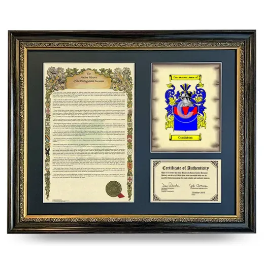 Coniston Framed Surname History and Coat of Arms- Heirloom