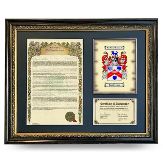 Coplestone Framed Surname History and Coat of Arms- Heirloom