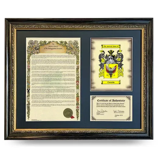 Correia Framed Surname History and Coat of Arms- Heirloom