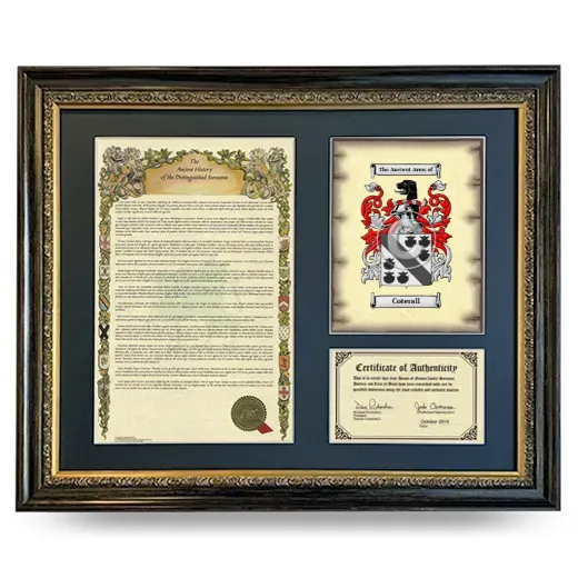 Coterall Framed Surname History and Coat of Arms- Heirloom