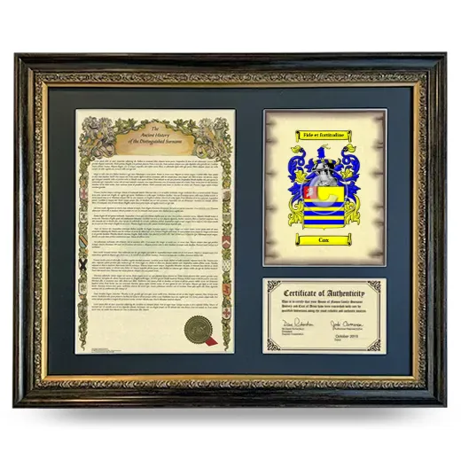 Cox Framed Surname History and Coat of Arms- Heirloom