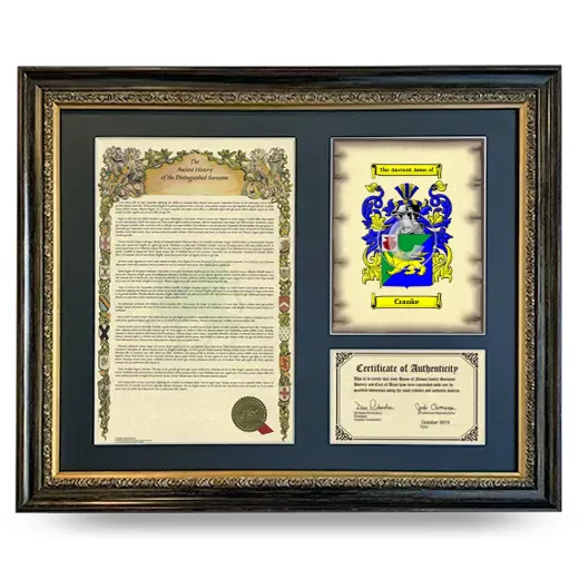 Cranke Framed Surname History and Coat of Arms- Heirloom