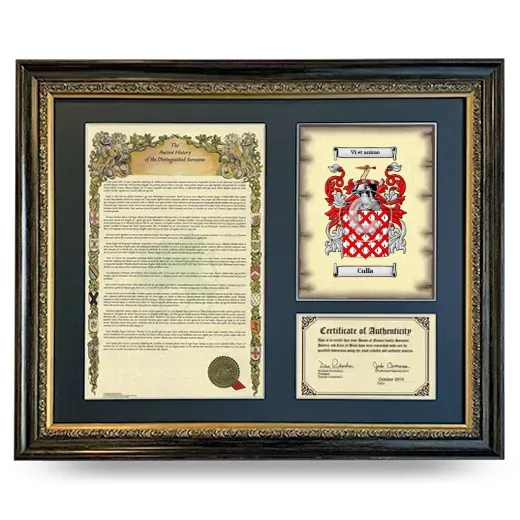 Culla Framed Surname History and Coat of Arms- Heirloom