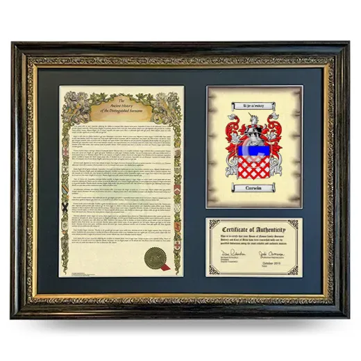 Curwin Framed Surname History and Coat of Arms- Heirloom