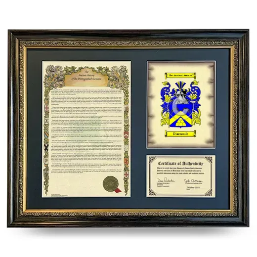 D'arnoult Framed Surname History and Coat of Arms- Heirloom