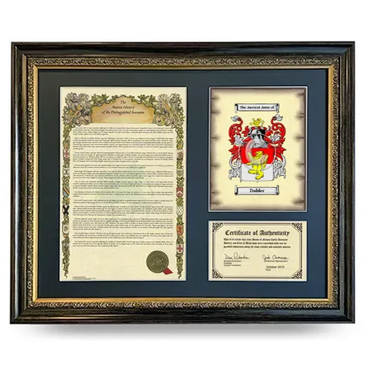 Dabler Framed Surname History and Coat of Arms- Heirloom