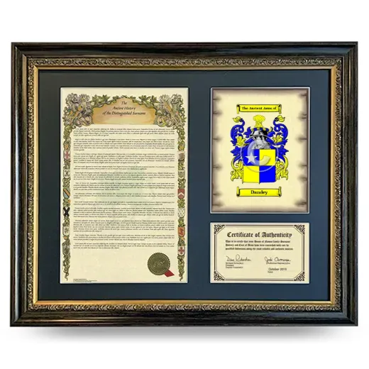 Dandey Framed Surname History and Coat of Arms- Heirloom