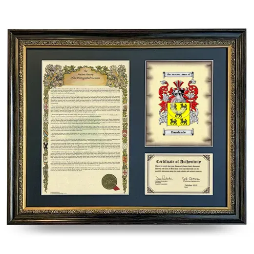 Dandrade Framed Surname History and Coat of Arms- Heirloom