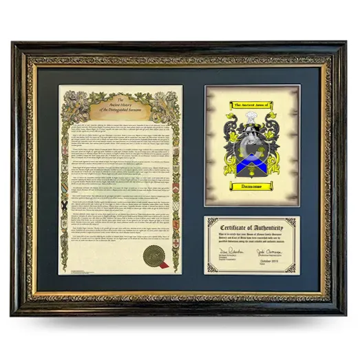 Dansome Framed Surname History and Coat of Arms- Heirloom