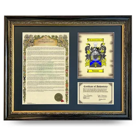 Dansum Framed Surname History and Coat of Arms- Heirloom