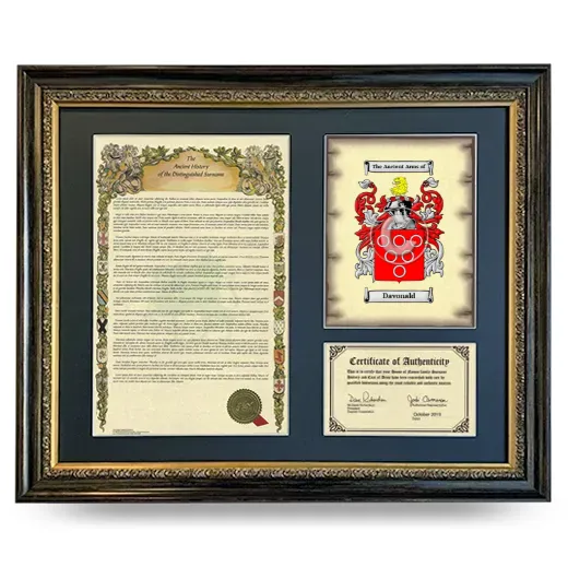 Davonald Framed Surname History and Coat of Arms- Heirloom