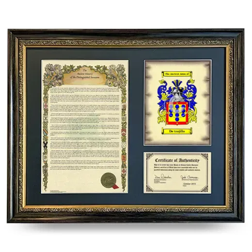 De trujillo Framed Surname History and Coat of Arms- Heirloom