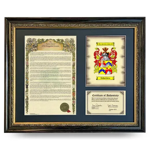 Debattista Framed Surname History and Coat of Arms- Heirloom