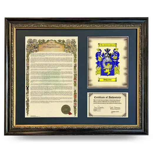 Delprete Framed Surname History and Coat of Arms- Heirloom