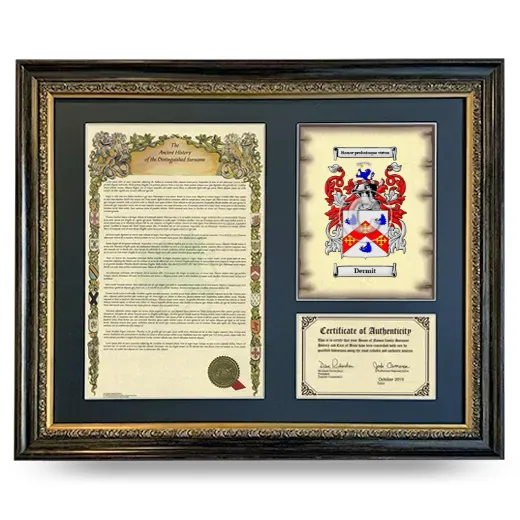 Dermit Framed Surname History and Coat of Arms- Heirloom