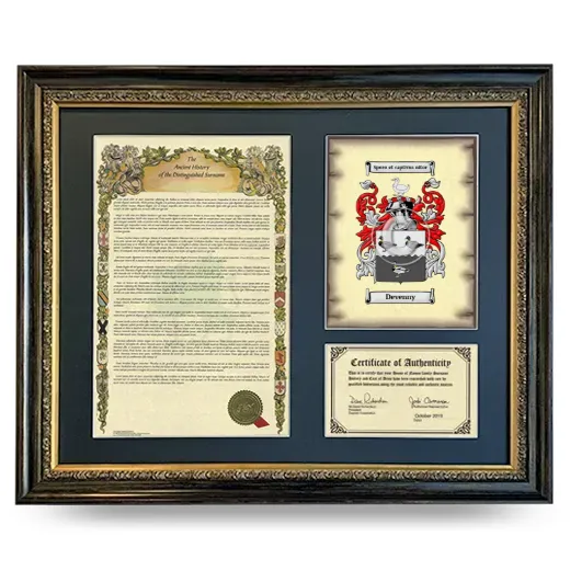 Devenny Framed Surname History and Coat of Arms- Heirloom