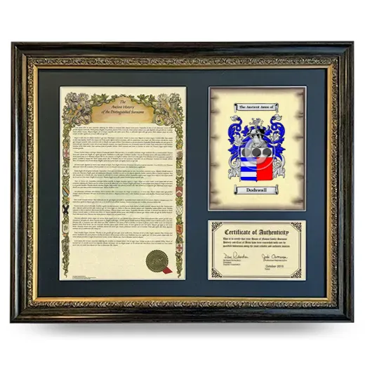 Dodswall Framed Surname History and Coat of Arms- Heirloom