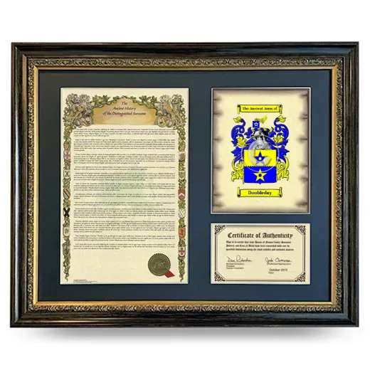 Doubleday Framed Surname History and Coat of Arms- Heirloom