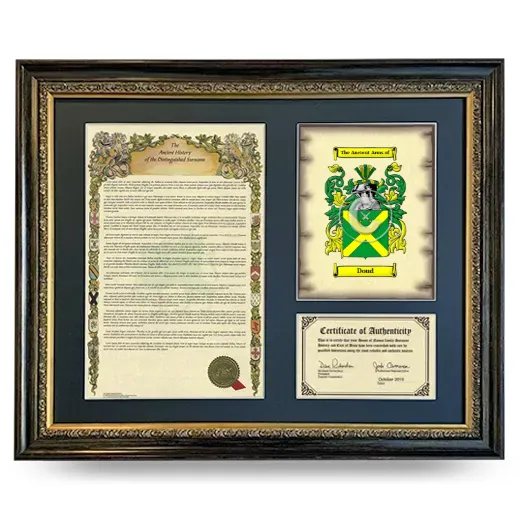 Doud Framed Surname History and Coat of Arms- Heirloom