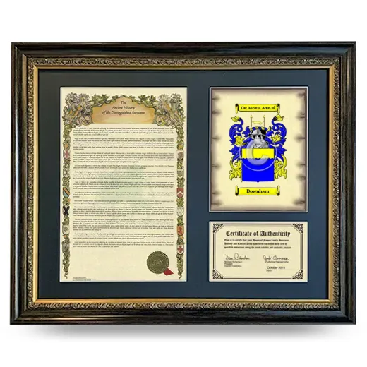 Downham Framed Surname History and Coat of Arms- Heirloom