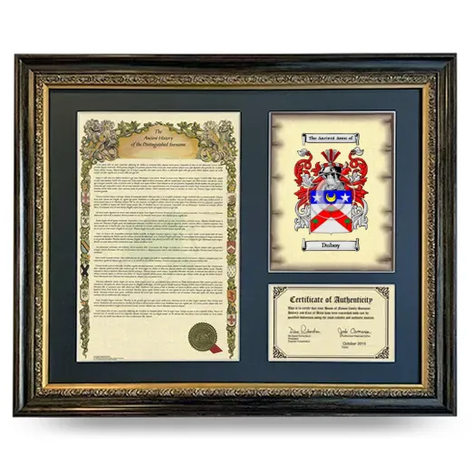 Duboy Framed Surname History and Coat of Arms- Heirloom