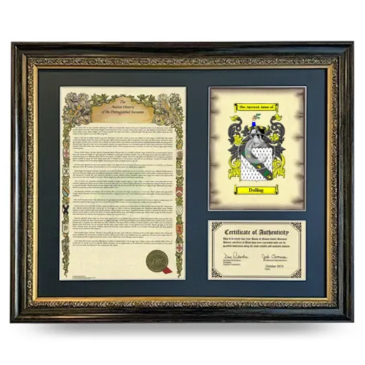 Duling Framed Surname History and Coat of Arms- Heirloom