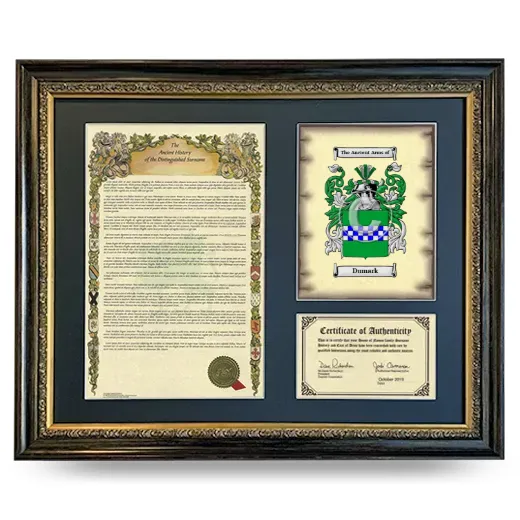 Dumark Framed Surname History and Coat of Arms- Heirloom