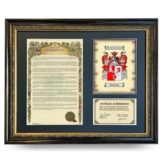 Dunscum Framed Surname History and Coat of Arms- Heirloom