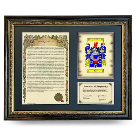 Dyke Framed Surname History and Coat of Arms- Heirloom