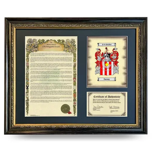 Earray Framed Surname History and Coat of Arms- Heirloom