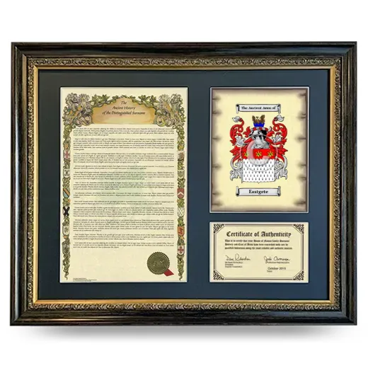 Eastgete Framed Surname History and Coat of Arms- Heirloom