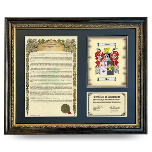 Eden Framed Surname History and Coat of Arms- Heirloom
