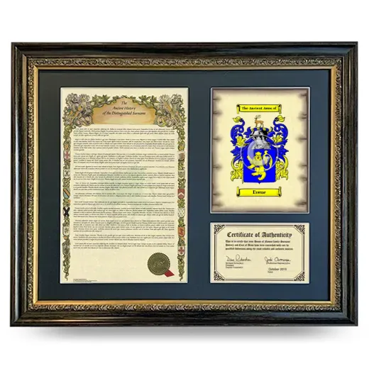 Evene Framed Surname History and Coat of Arms- Heirloom