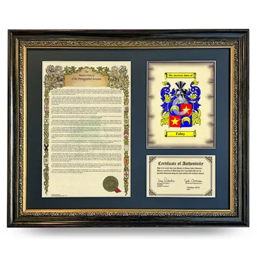Fabry Framed Surname History and Coat of Arms- Heirloom