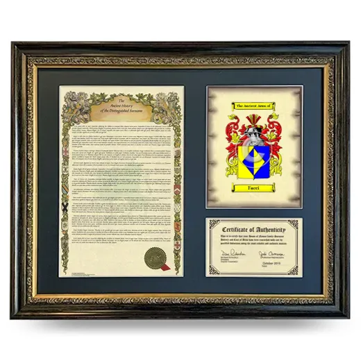 Facci Framed Surname History and Coat of Arms- Heirloom