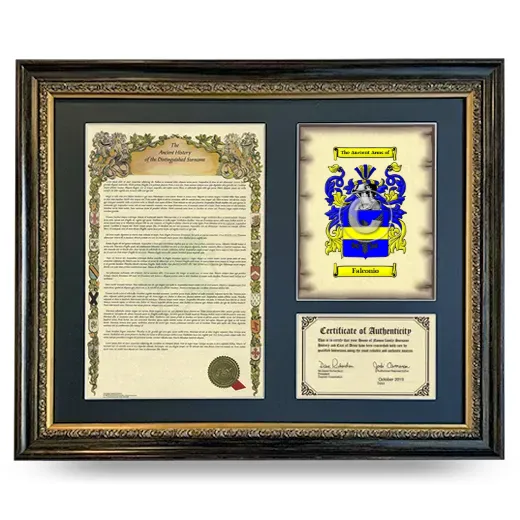 Falconio Framed Surname History and Coat of Arms- Heirloom