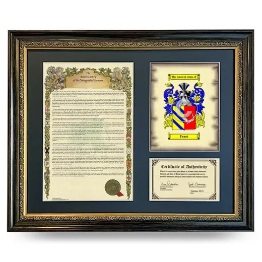 Feast Framed Surname History and Coat of Arms- Heirloom