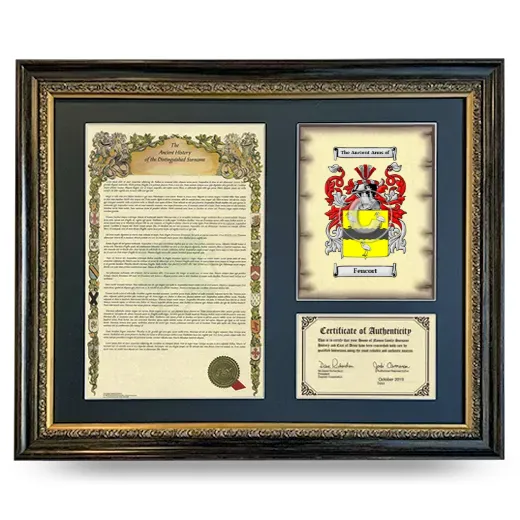 Fencort Framed Surname History and Coat of Arms- Heirloom
